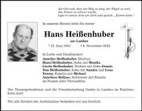 Traueranzeige Hans Heißenhuber