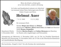 Traueranzeige Helmut Auer