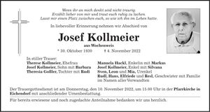 Traueranzeige Josef Kollmeier
