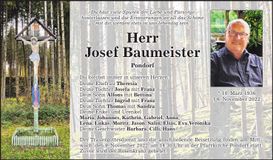 Traueranzeige Josef Baumeister