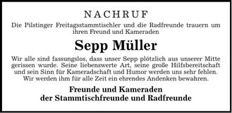 Traueranzeige Sepp Müller