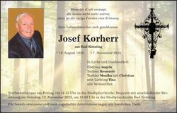 Traueranzeige Josef Korherr