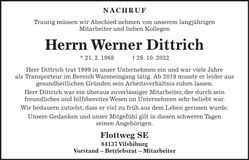 Traueranzeige Werner Dittrich