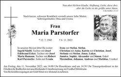 Traueranzeige Maria Parstorfer