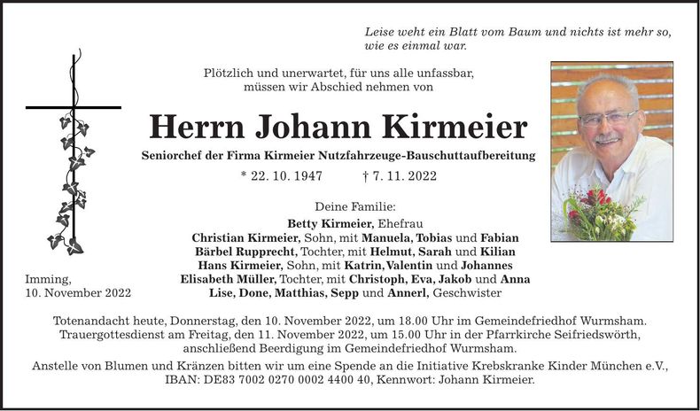 Traueranzeige Barbara Kirmeier
