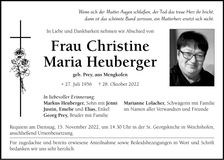 Traueranzeige Christine Maria Heuberger
