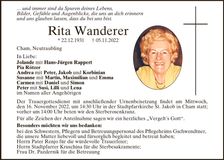 Traueranzeige Rita Wanderer