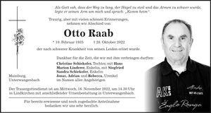 Traueranzeige Otto Raab