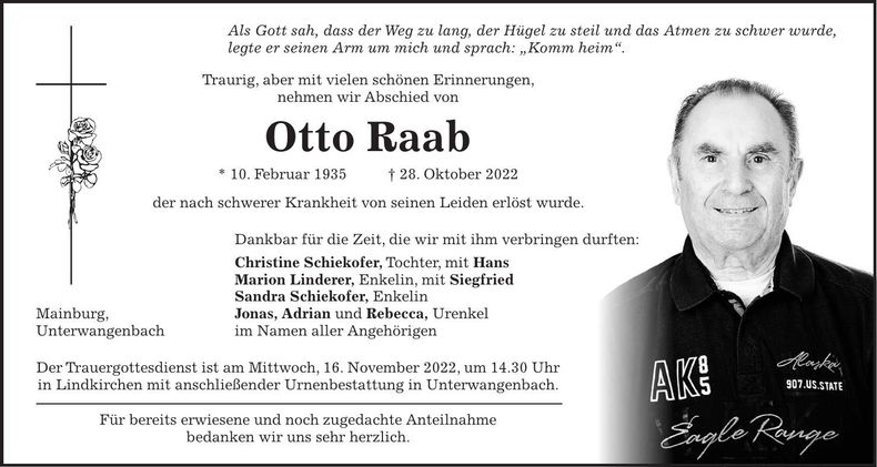 Traueranzeige Otto Raab
