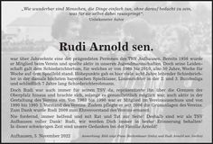 Traueranzeige Rudi Arnold