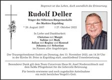 Traueranzeige Rudolf Deller