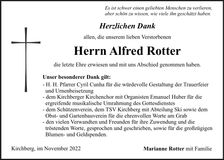 Traueranzeige Alfred Rotter