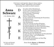 Traueranzeige Anna Schwarz