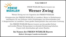 Traueranzeige Werner Zwing