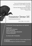 Traueranzeige Susanne Irene Irl
