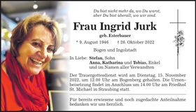 Traueranzeige Ingrid Jurk