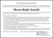 Traueranzeige Rudolf Arnold