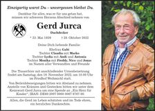 Traueranzeige Gerd Jurca