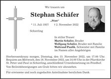 Traueranzeige Stephan Schäfer