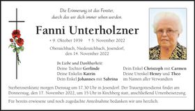 Traueranzeige Fanni Unterholzner