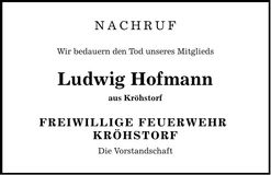 Traueranzeige Ludwig Hofmann