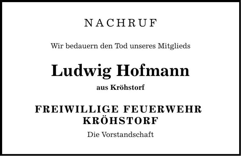 Traueranzeige Ludwig Hofmann