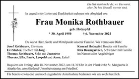 Traueranzeige Monika Rothbauer