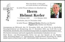 Traueranzeige Helmut Kerler