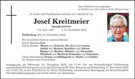 Traueranzeige Josef Kreitmeier