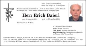 Traueranzeige Erich Baierl