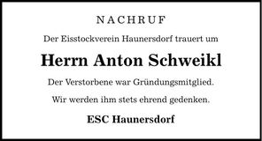 Traueranzeige Anton Schweikl