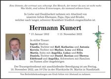 Traueranzeige Hermann Kunert