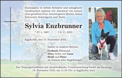 Traueranzeige Sylvia Enzbrunner