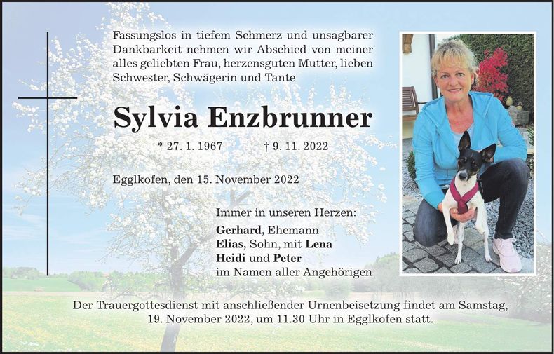 Traueranzeige Sylvia Enzbrunner