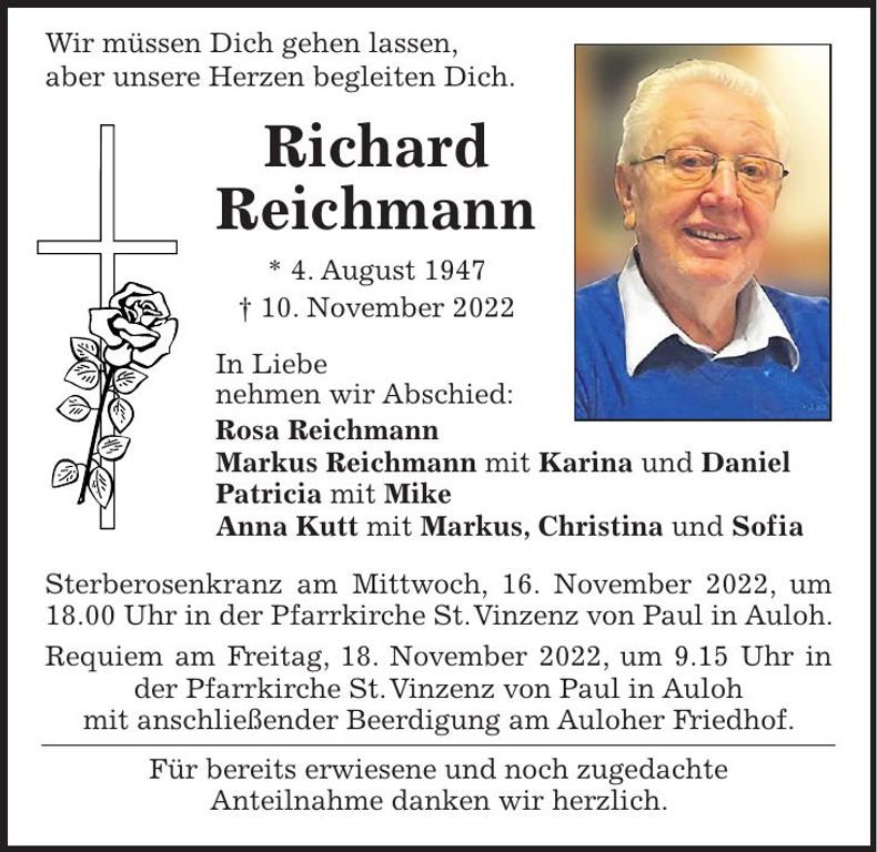 Traueranzeige Richard Reichmann