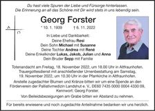 Traueranzeige Georg Forster