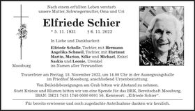 Traueranzeige Elfriede Schier
