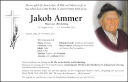 Traueranzeige Jakob Ammer