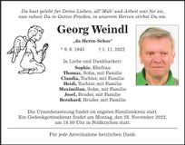 Traueranzeige Georg Weindl
