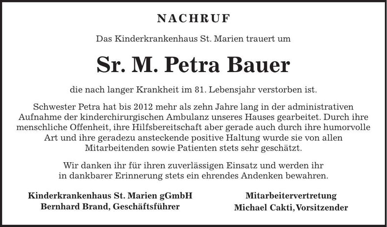 Traueranzeige Bernadette M. Zahn