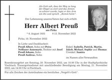 Traueranzeige Albert Preuß