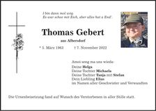 Traueranzeige Thomas Gebert