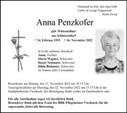 Traueranzeige Anna Penzkofer