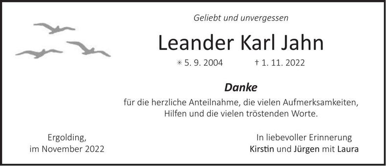 Traueranzeige Leander Karl Jahn