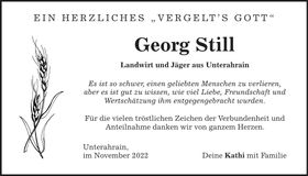 Traueranzeige Georg Still