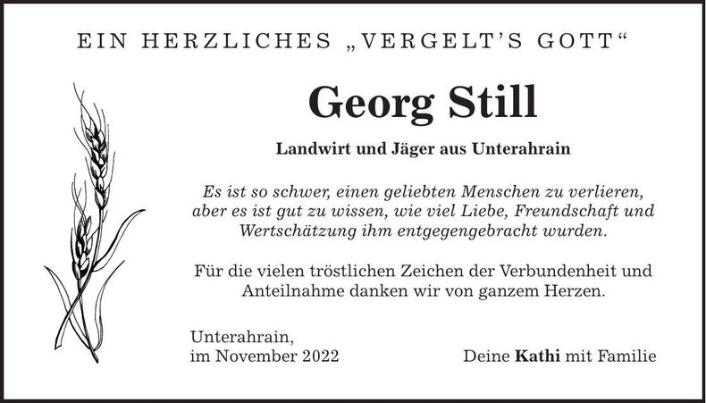 Traueranzeige Georg Still