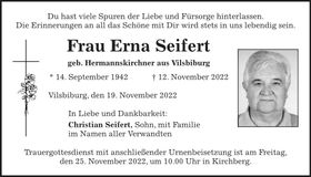 Traueranzeige Erna Seifert