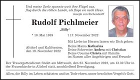 Traueranzeige Rudolf Pichlmeier