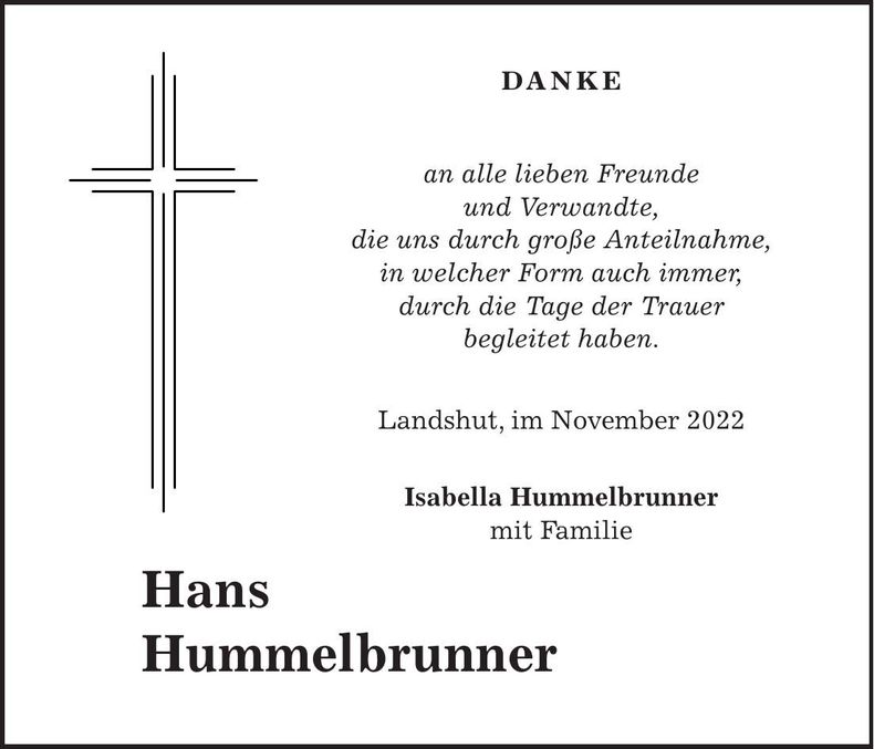 Traueranzeige Hans Hummelbrunner