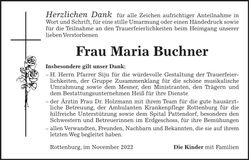 Traueranzeige Maria Buchner
